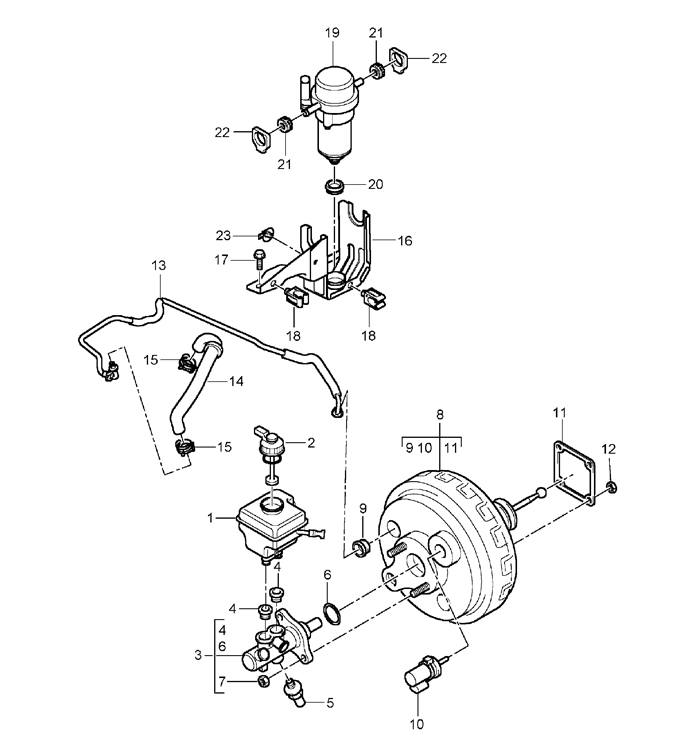 brake master cylinder brake booster vacuum line vacuum pump Porsche Mechanical Dimensions Drawings porsche cayenne brake master cylinder brake booster vacuum line vacuum pump